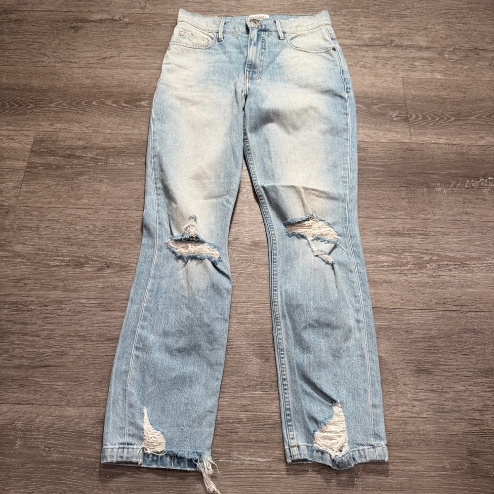 Frame Jeans Womens 27 Blue Denim Light Wash Le Sylvie Slender Distressed 27x28